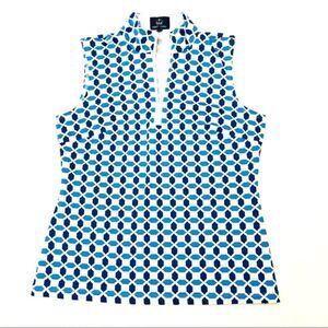 Sailor-Sailor Nautical Style 3/4 Zip Mock Neck Sleeveless Shirt Top Sz XS